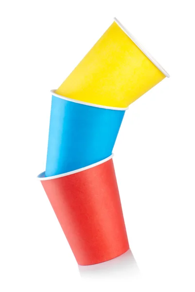 Trois tasses en papier coloré — Photo