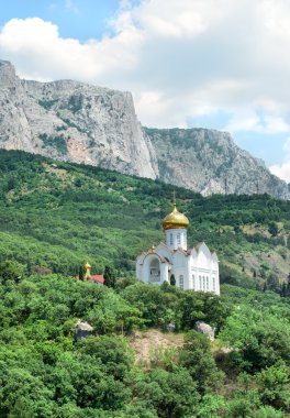 Church in the mountains clipart