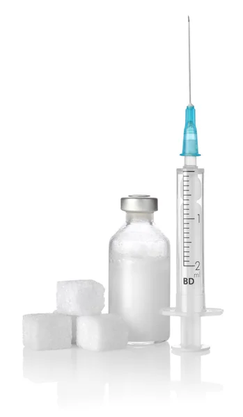 Açúcar de insulina e seringa — Fotografia de Stock