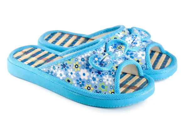 Blauwe slippers geïsoleerd — Stockfoto