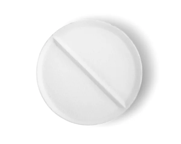 Tabletki aspiryny na białym tle ścieżka — Zdjęcie stockowe