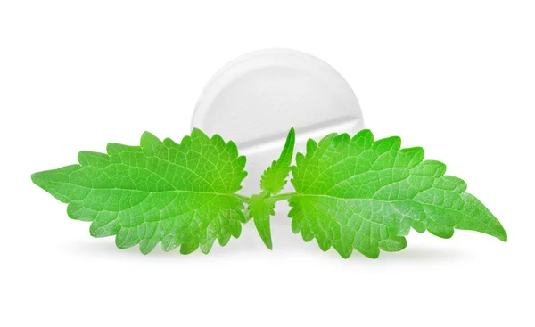 Tablet with mint — Stock Photo, Image