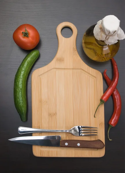 Ortaggi e utensili da cucina — Foto Stock
