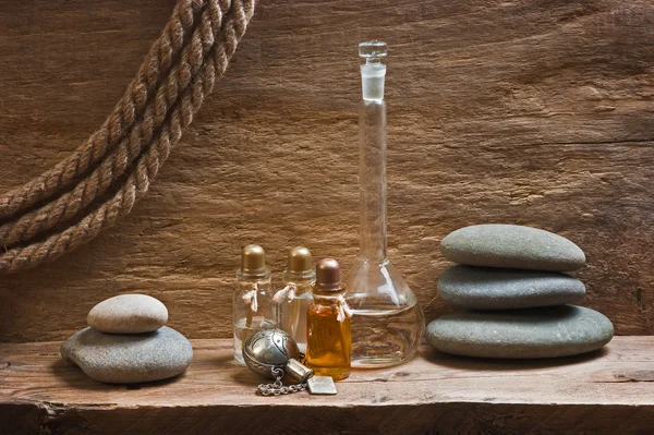 Vials with essential oils — Stock Photo, Image
