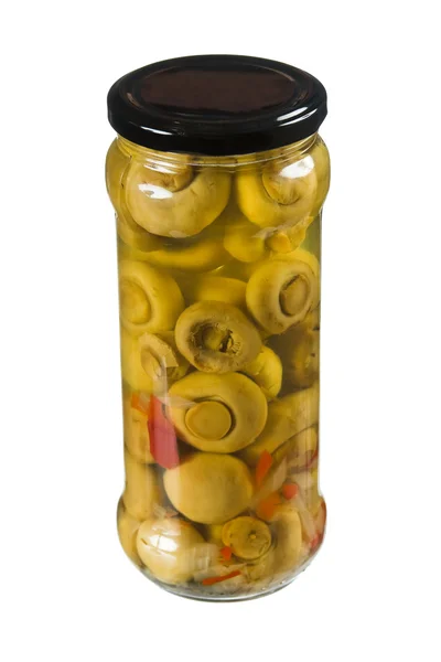 Jar of canned mushrooms — Stock Photo, Image