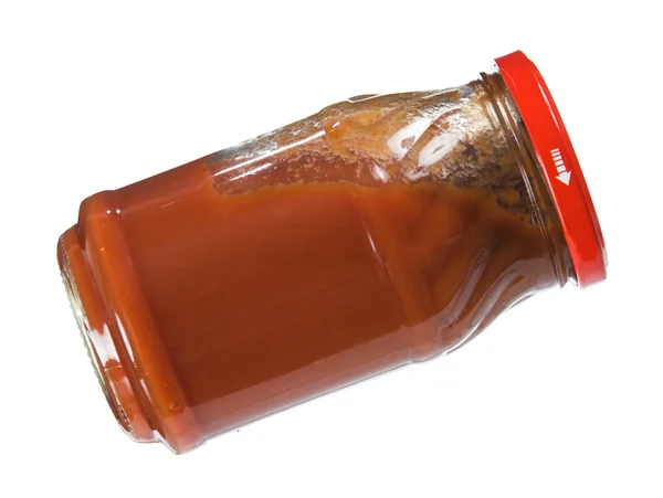 Sklenice rajčatový protlak — Stock fotografie