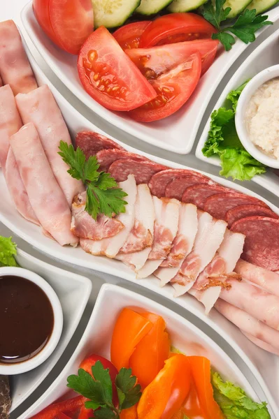 Sliced ??meat and vegetables — Stock Photo, Image