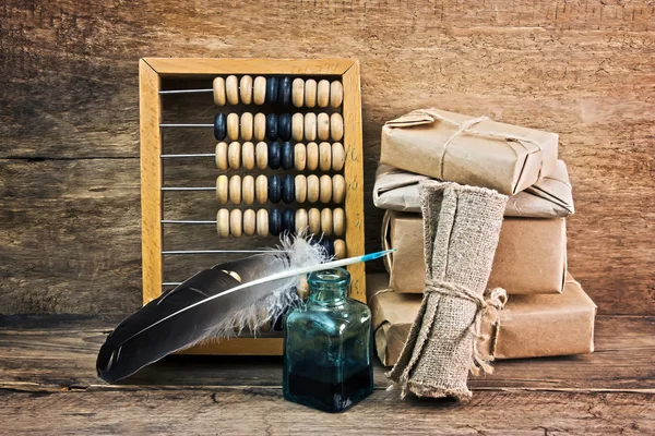 Stilleben i en lagerlokal med abacus — Stockfoto