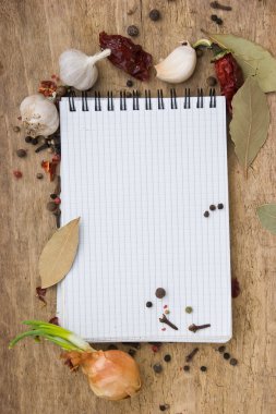 Baharat ile tarifleri yazmak için defter