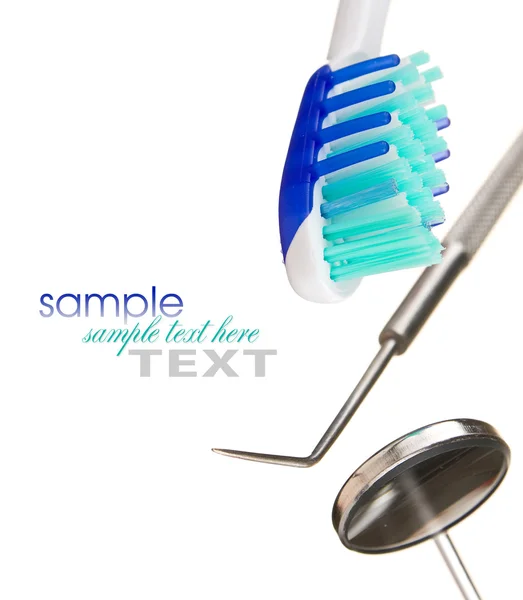Szczoteczka do zębów i Sprzęt stomatologiczny — Zdjęcie stockowe