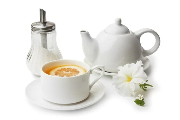 Xícara de chá e um bule de chá — Fotografia de Stock