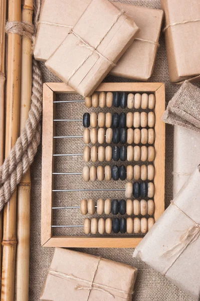 Stilleben i en lagerlokal med abacus Stockfoto