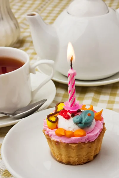 Cake with a candle — Stock Photo, Image