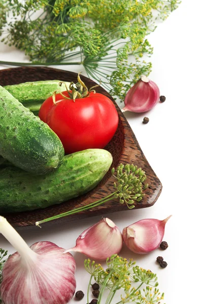Pickling cucumbers and spices — Stock Photo, Image