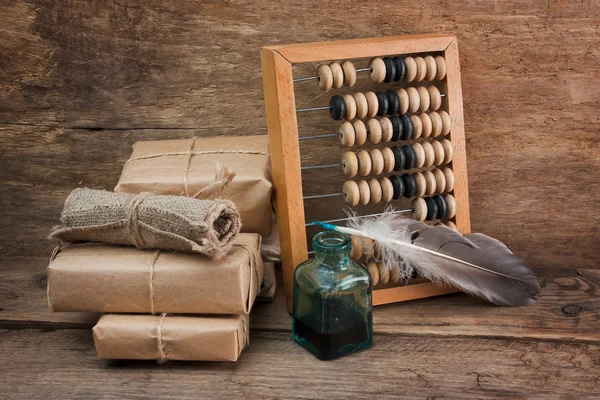 Bir depoda abacus ile natürmort — Stok fotoğraf
