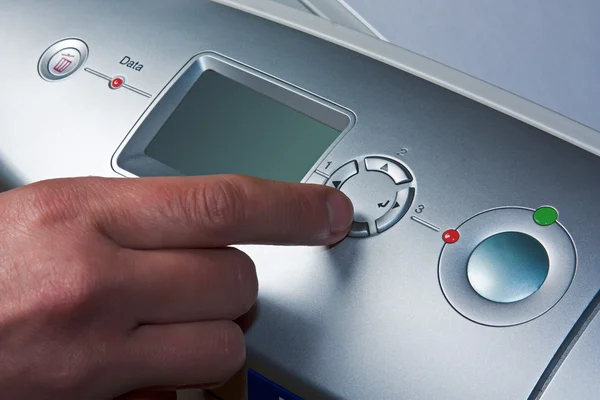 stock image Finger presses the button