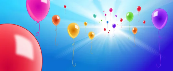Kleurrijke ballonnen in de lucht — Stockfoto