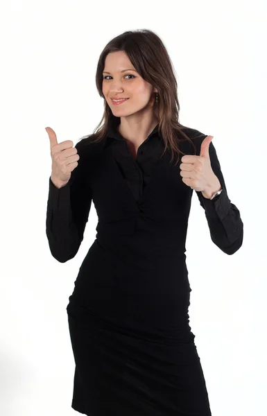 Young beautiful woman with two thumbs up! — Stock Photo, Image
