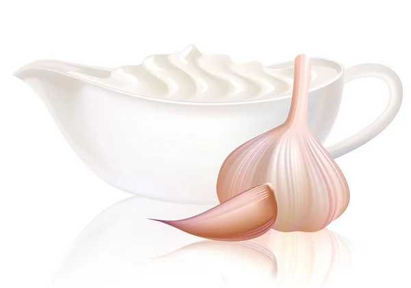Sour cream and garlic. — Stock Vector