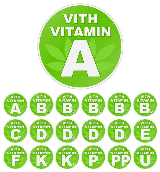 Vitamin ile çıkartmaların seth "" — Stok Vektör