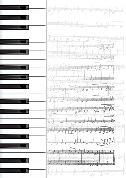 Klaviertasten und Noten. — Stockvektor