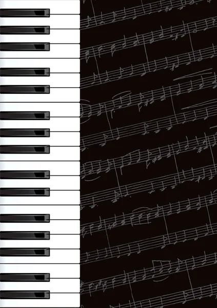 Teclas y notas de piano . — Vector de stock