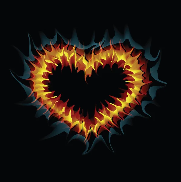 Flaming heart. Vector illustration. — Stock Vector