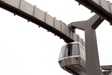 Skytrain and its elevated guideway on white clipart