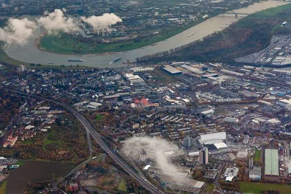 Aerial view of rhine at Dusseldorf — Stock Photo, Image