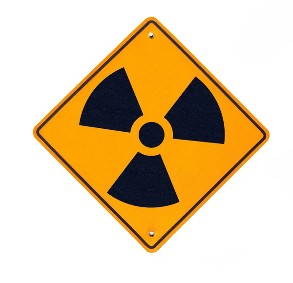 Radioactive road sign isolated on white — Stock Photo, Image