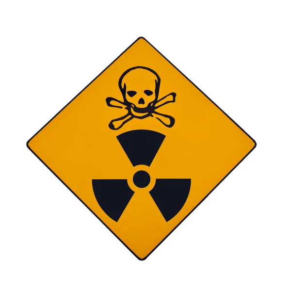 Deadly radiation warning sign, isolated — Stock Photo, Image