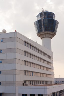 Air traffic control tower at Athens airport clipart