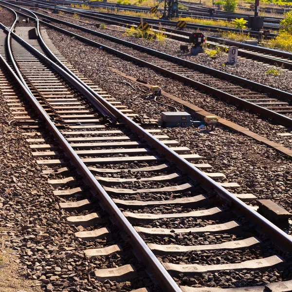 Tracks ferroviários e interruptor — Fotografia de Stock