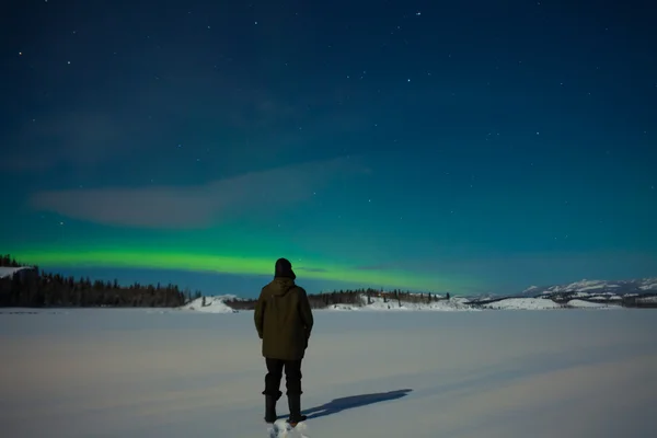 Titta på norrskenet (Aurora borealis) — Stockfoto