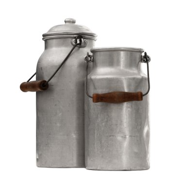 Two old nostalgic milk can clipart