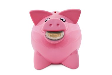 ağızda bir sikke ile Piggy banka