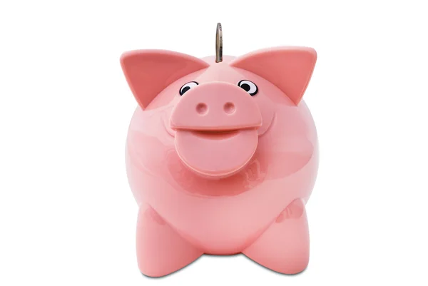 Piggy Bank with a coin — Stock Photo, Image