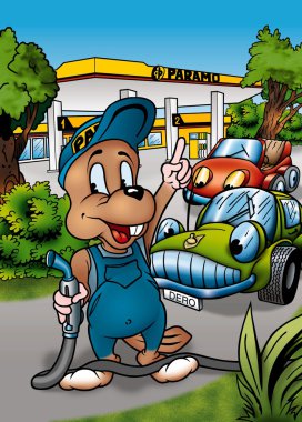 Castor and Gas Station clipart