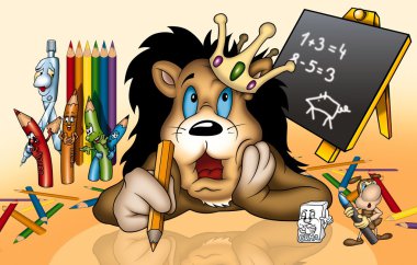 Lion in School clipart