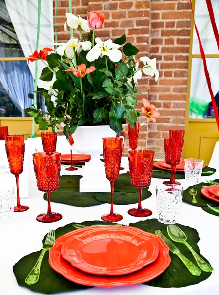 stock image Dinner table setup - Italian Style