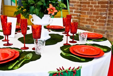 Dinner table setup - Italian Style clipart