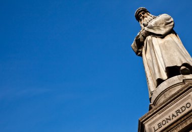 Milan - Italy: Leonardo Da Vinci statue clipart