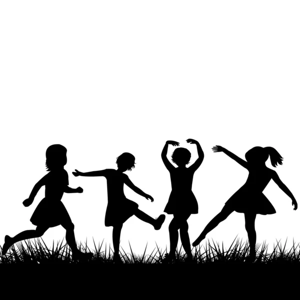 Oynayan siyah çocuk silhouettes — Stok fotoğraf