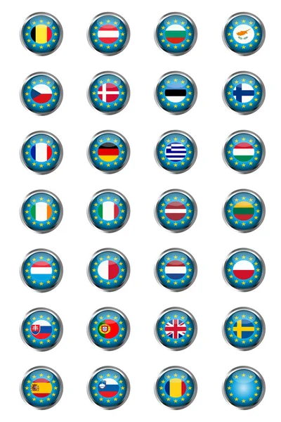 Buttons with European Union flags — Stock Photo, Image