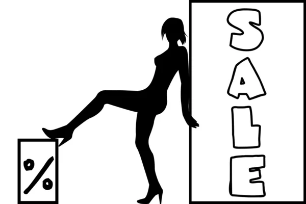 Silhueta mulher sexy com dois banners — Fotografia de Stock