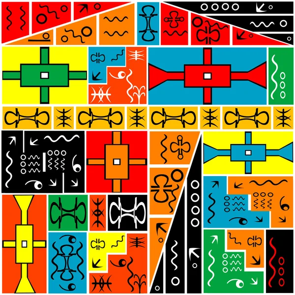Motivos geométricos africanos, fundo colorido — Fotografia de Stock