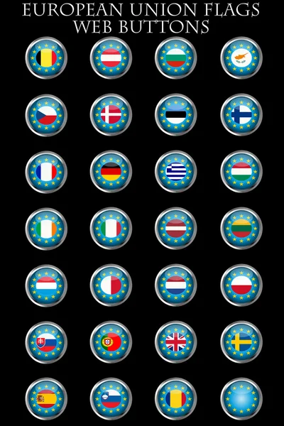 Ευρωπαϊκή Ένωση σημαίες κουμπιά — Φωτογραφία Αρχείου