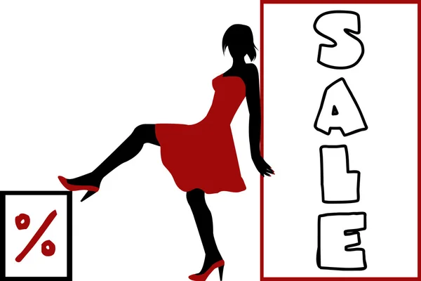 Sexy vrouw silhouet met twee banners — Stockfoto