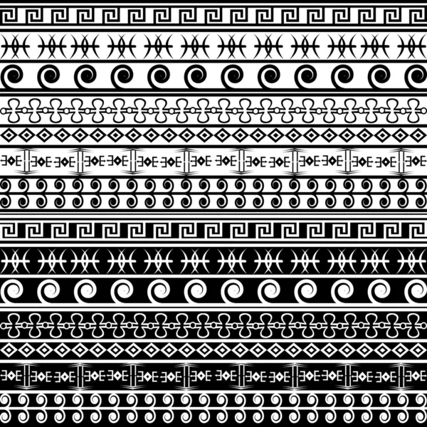 Geometrik siyah beyaz kenarlık kümesi — Stok fotoğraf