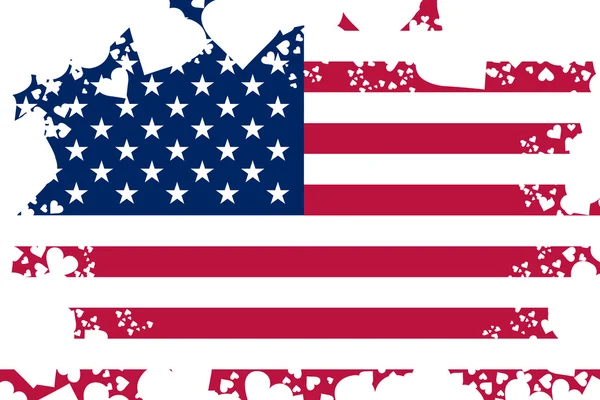 Фон американского флага с гранж-сердцами — стоковое фото